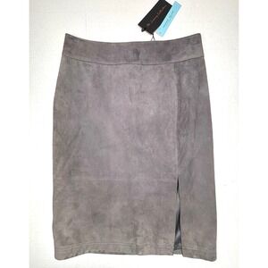Antonio Melani Mary 100% Suede Pencil Skirt Gray Women's Medium‎ Slit $210 NEW
